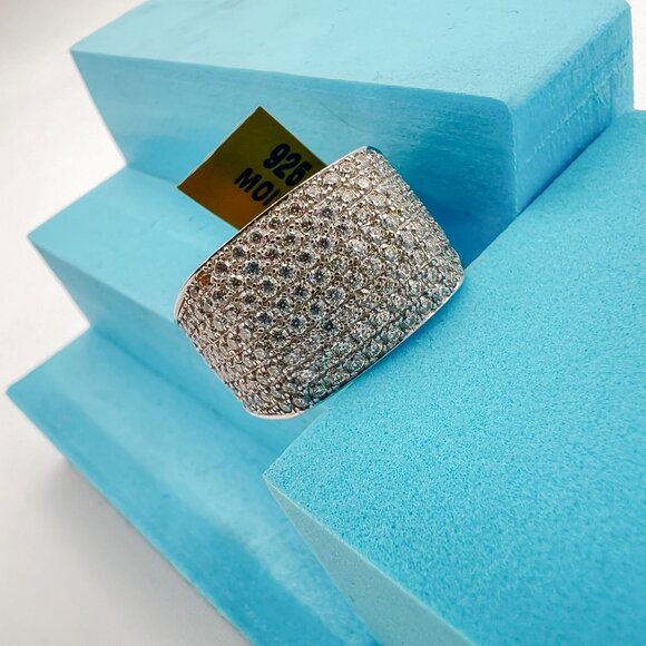 925 Sterling Sliver Moissanite Rectangle Designer Ring, 1.70ctw VVS Stones Hip H - Picture 4 of 8